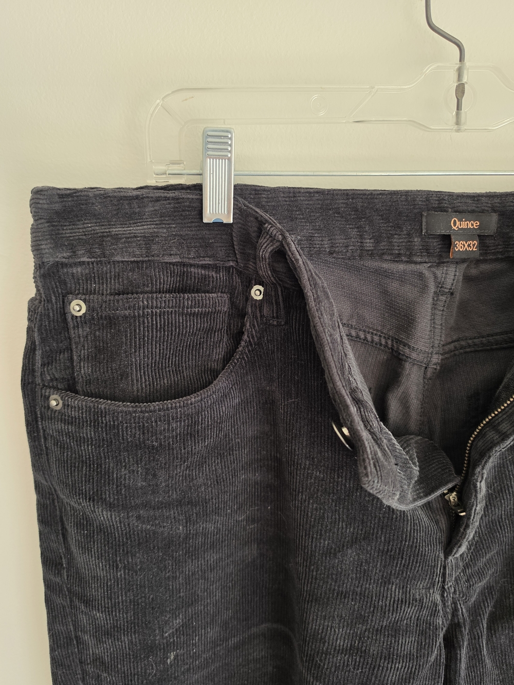 Quince Men's Organic Cotton Stretch Corduroy Pants Black 5 Pocket 36x32 - Picture 5 of 10